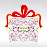 Gift Box with Floral Design and Red Bow